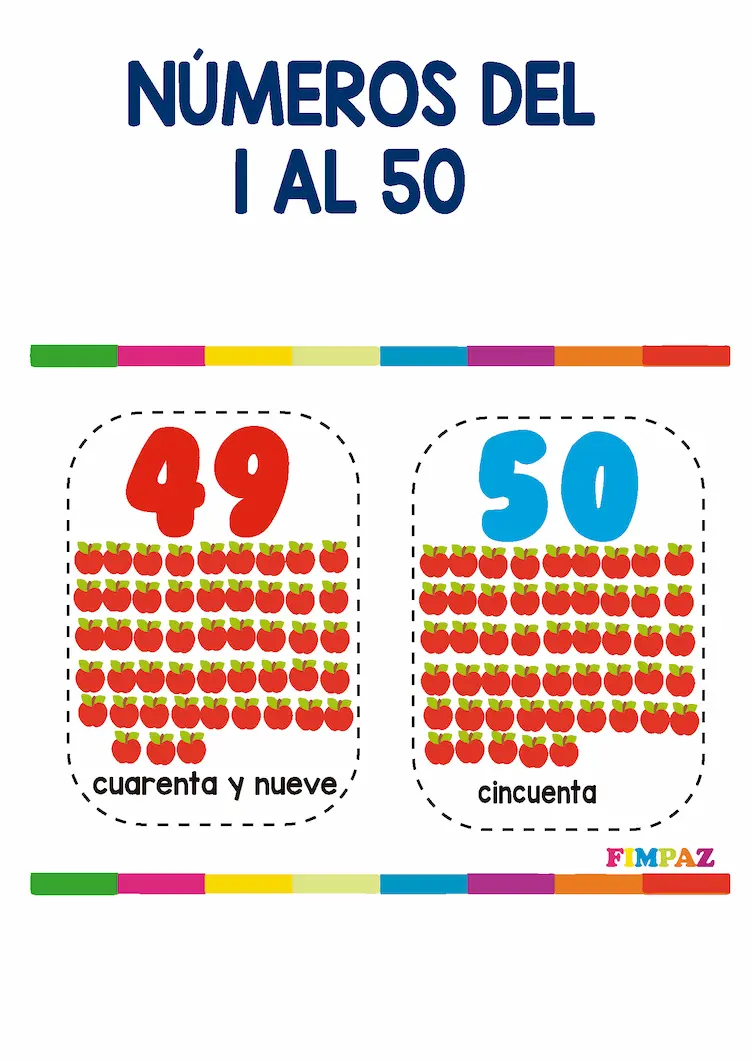 numeros del 40 al 50 para niños