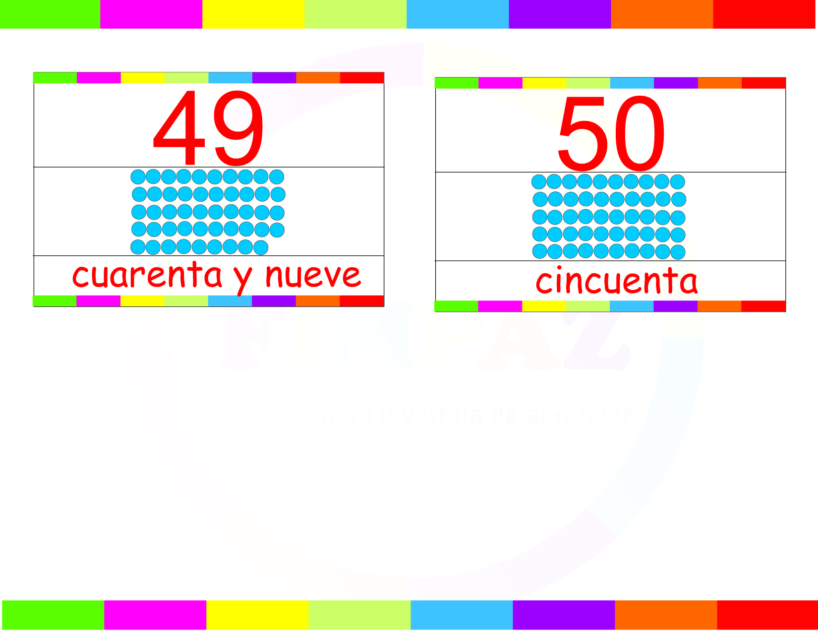 numeros del 1 al 50 para niños de preescolar