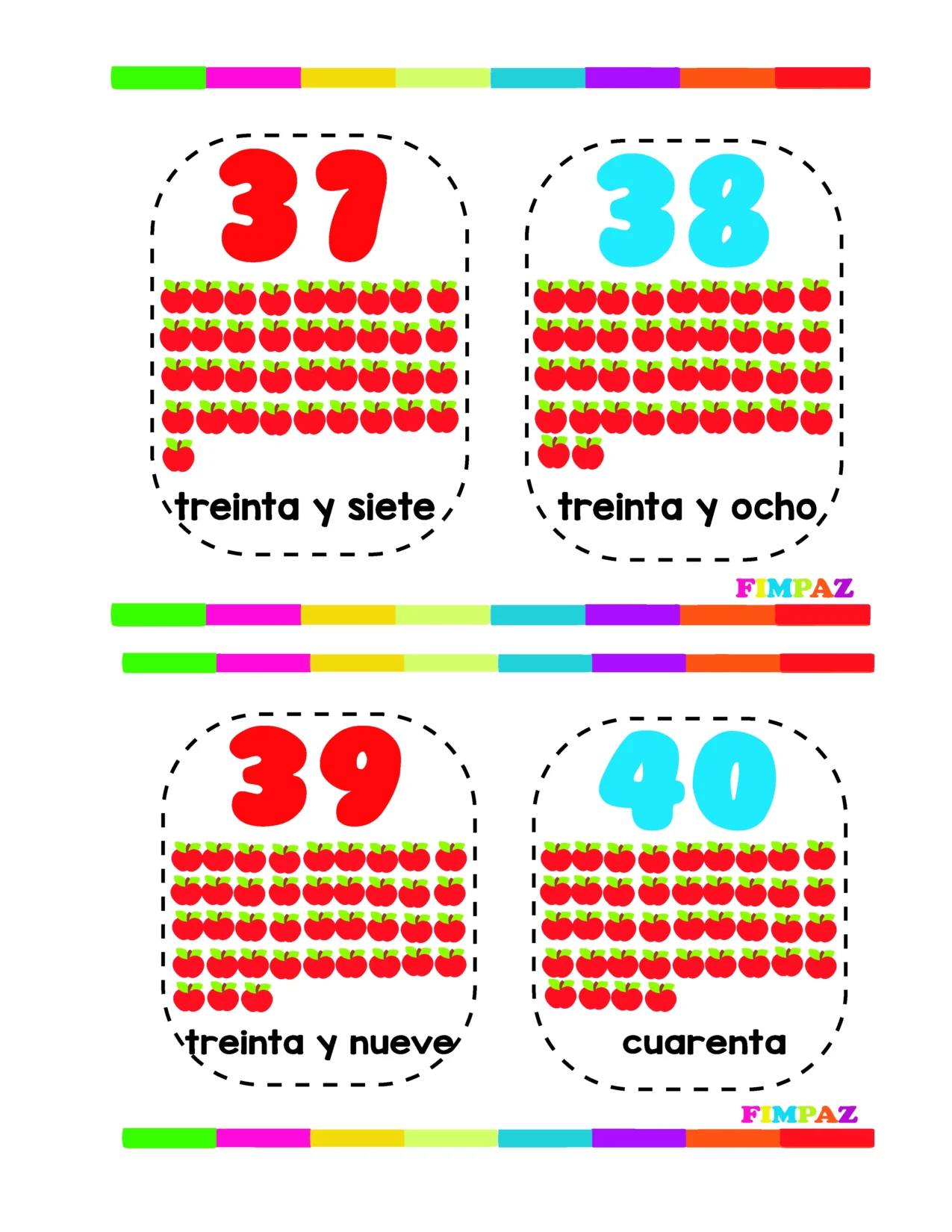 Flashcards de los numeros del 1 al 50