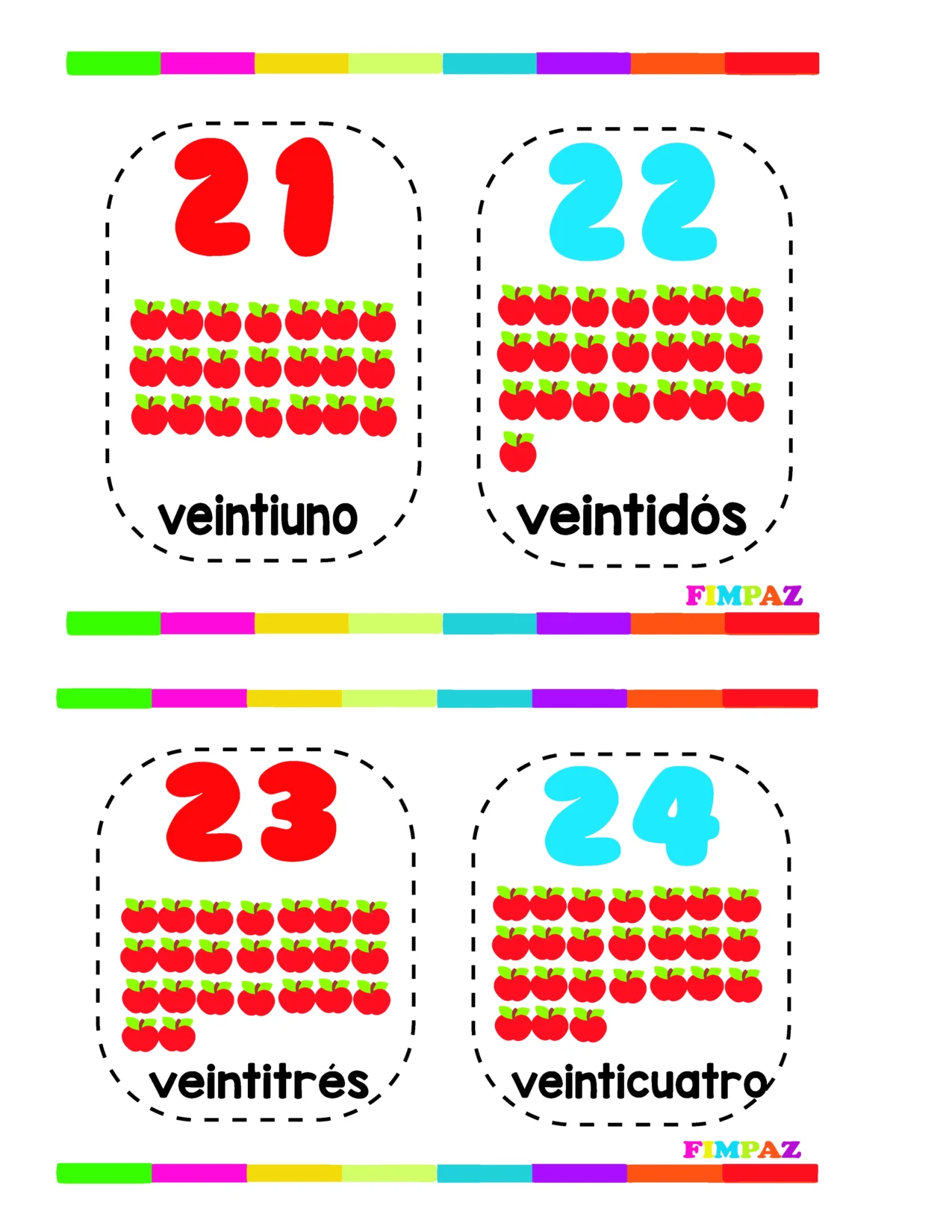 Numeros del 1 al 50 para repasar escritura y cantidad