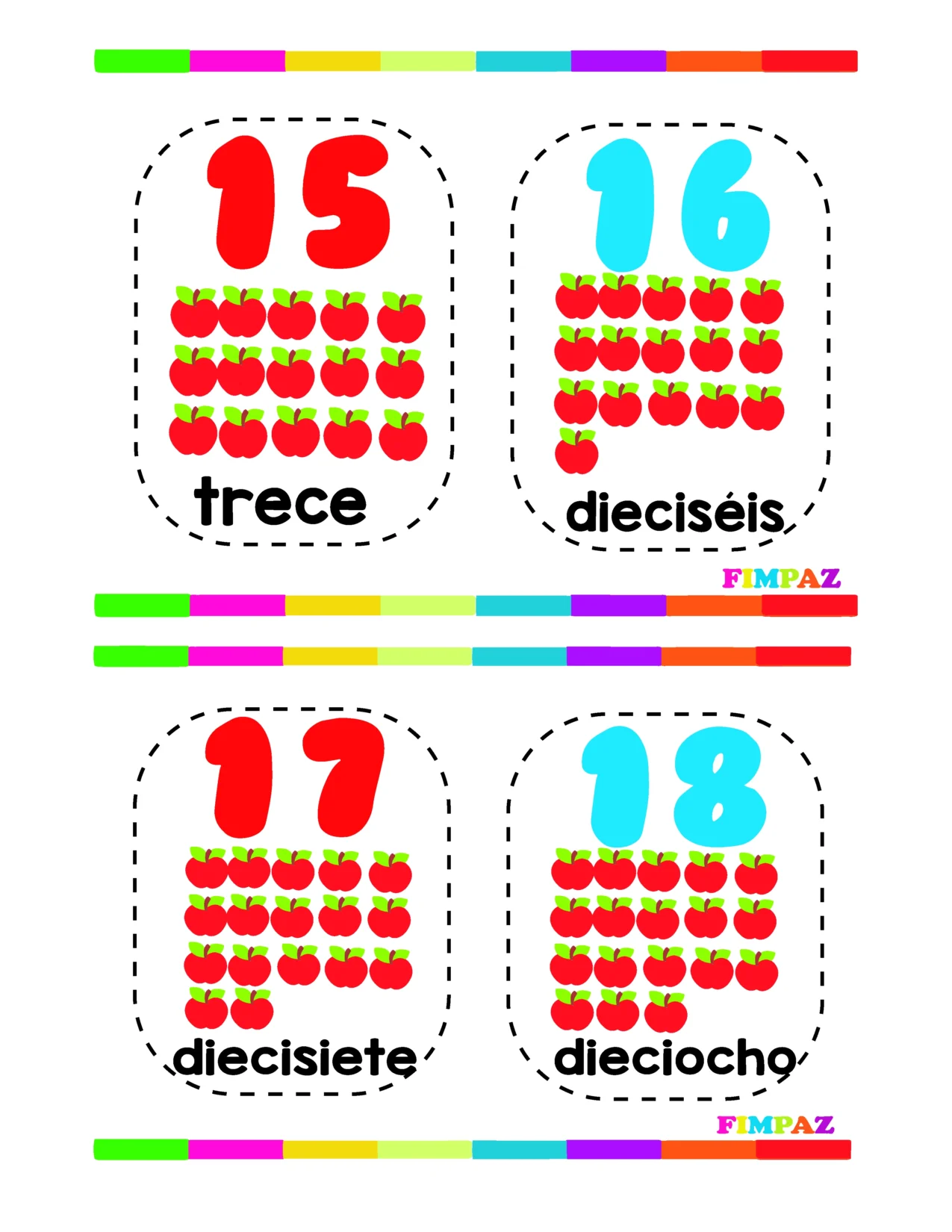Numeros del 1 al 50 para repasar escritura y cantidad