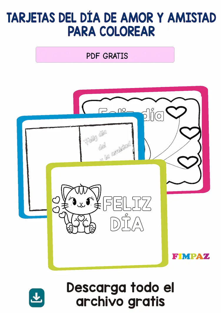 TARJETAS DEL DIA DEL AMOR Y AMISTAD PARA PINTAR 