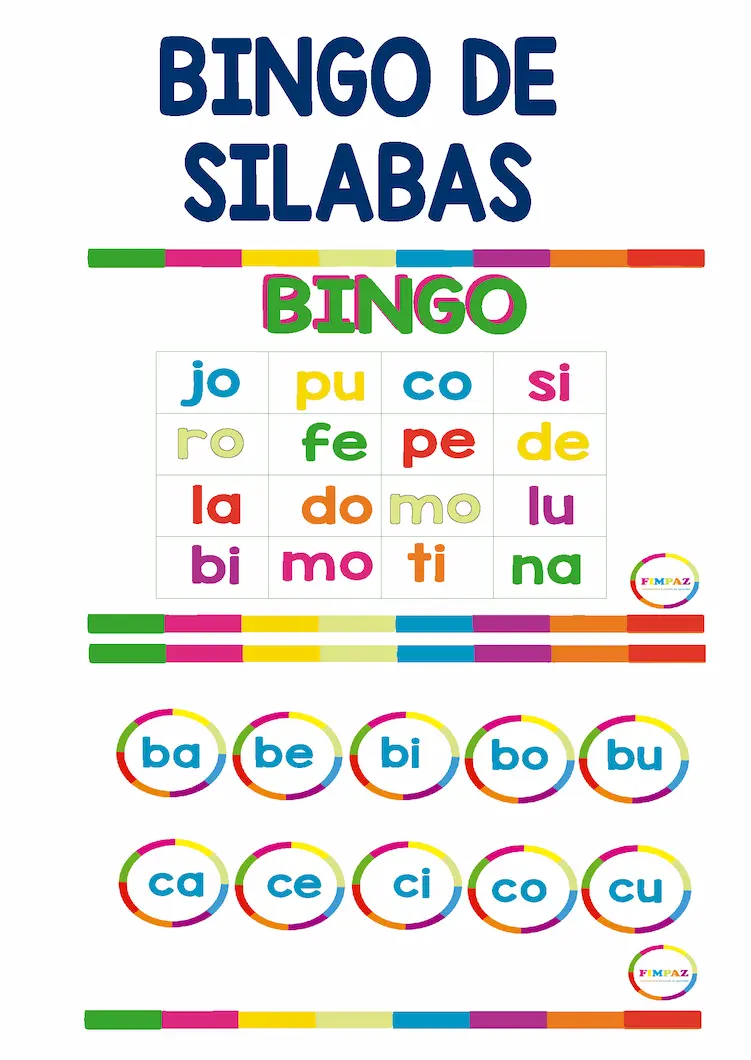 Silabas simples  encuentralas en el bingo de silabas
