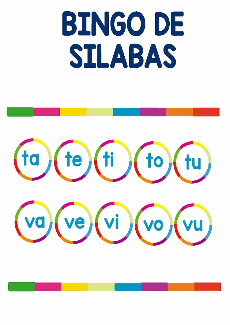 Juego del  bingo de silabas simples pdf gratis