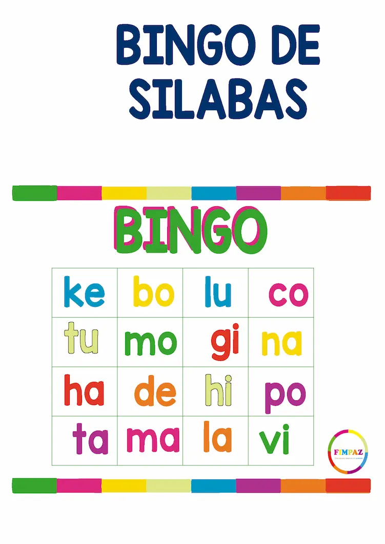 Juego del  bingo de silabas simples pdf gratis