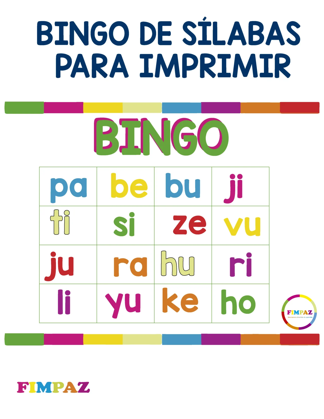bingo silabico para imprimir