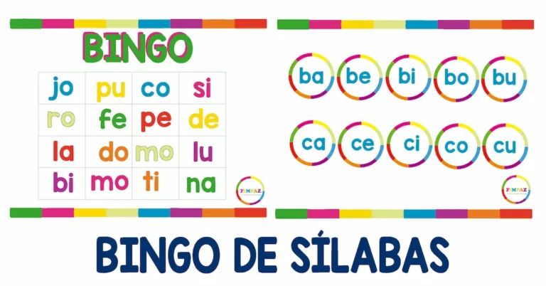 juego de bingo de silabas para niños pdf gratis