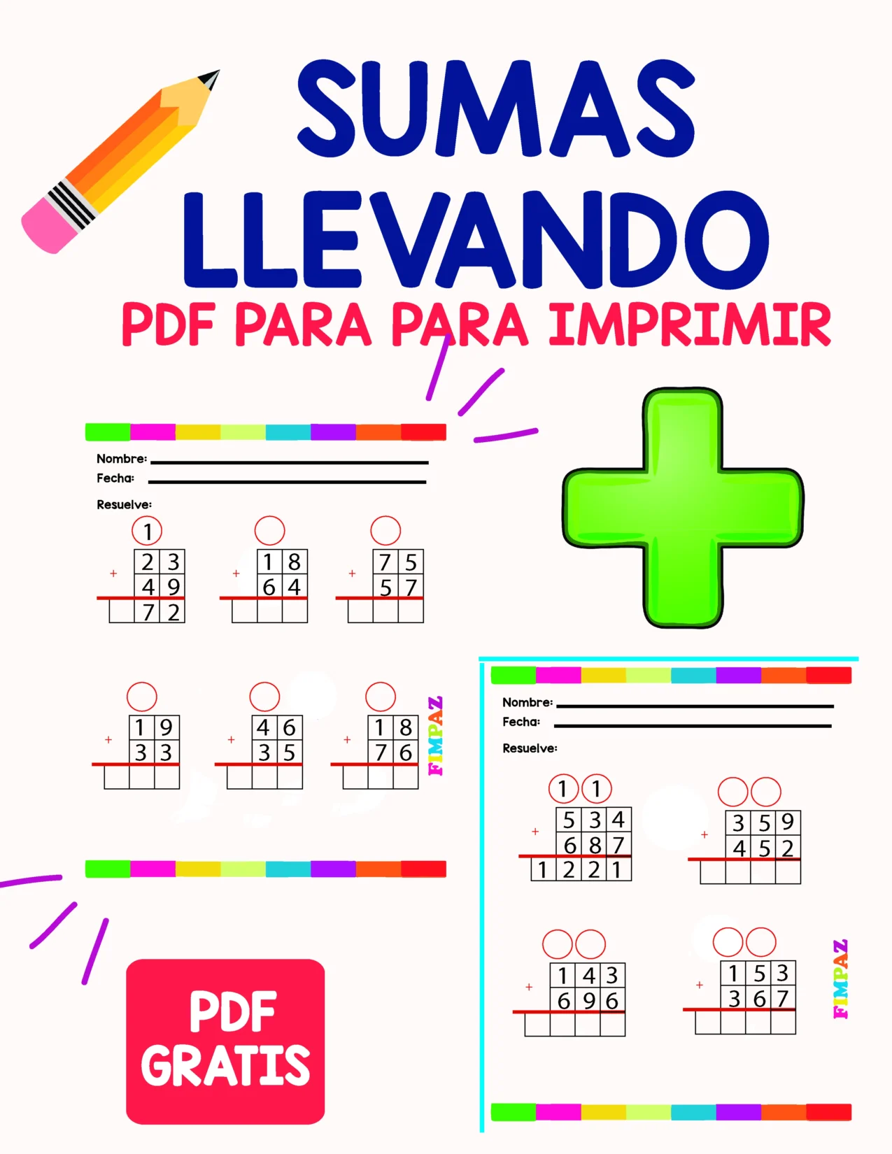 Ejercicios de sumas llevando