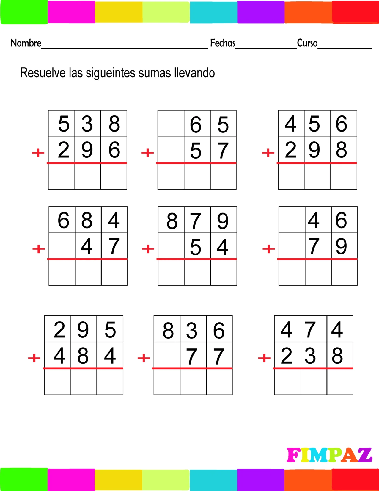 Para practicar las sumas llevando