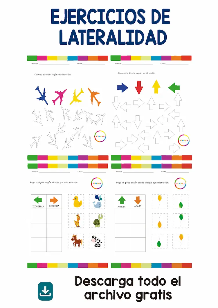 ubicación espacial lateralidad ejercicios de izquierda y derecha para imprimir