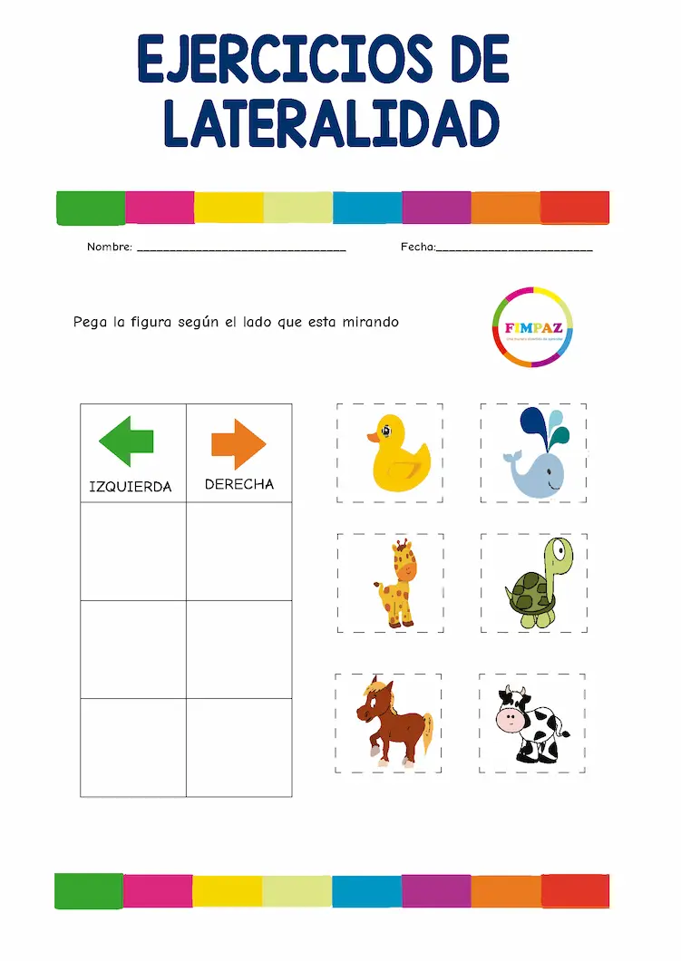 orientación espacial lateralidad ejercicios de izquierda y derecha para imprimir