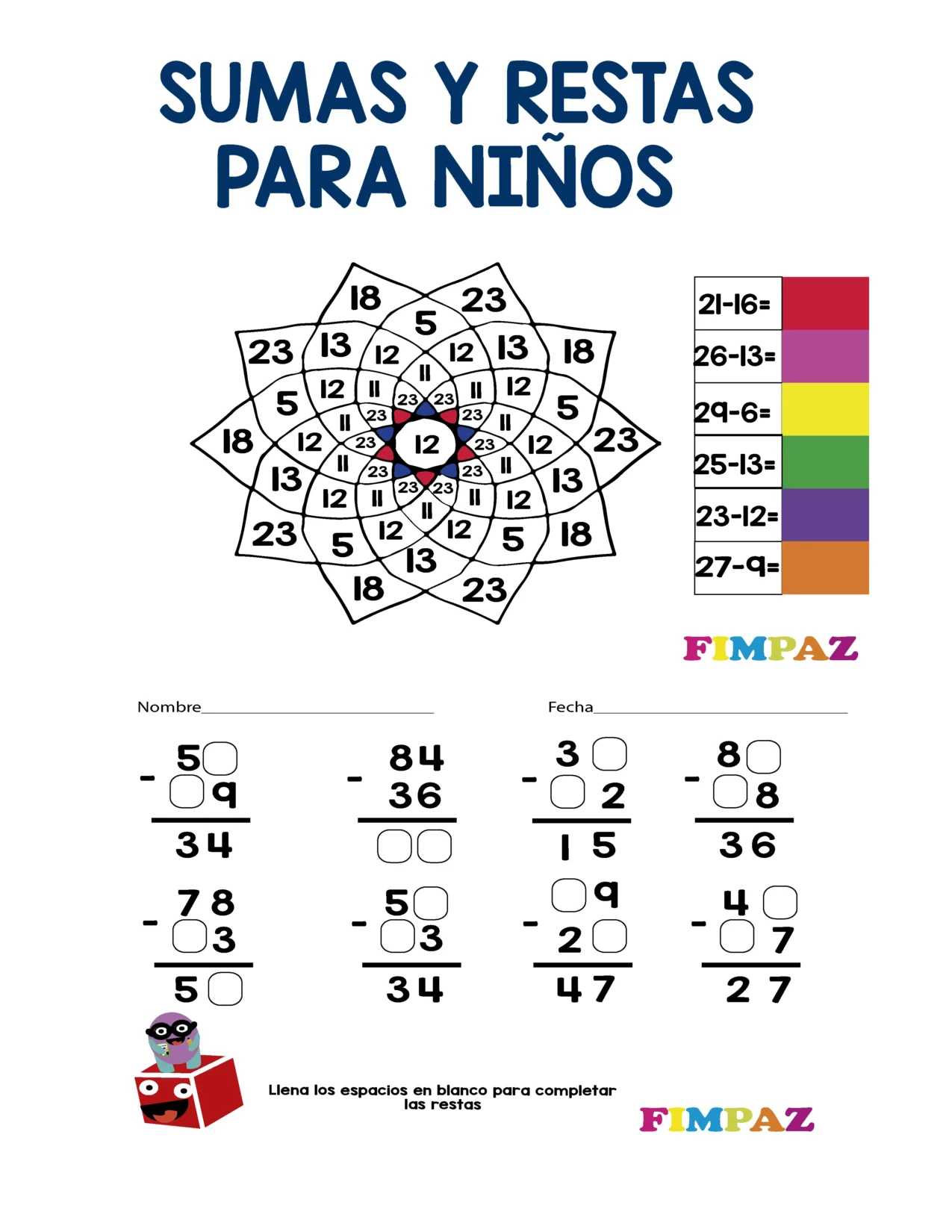 SUMAS Y RESTAS PARA NIÑOS