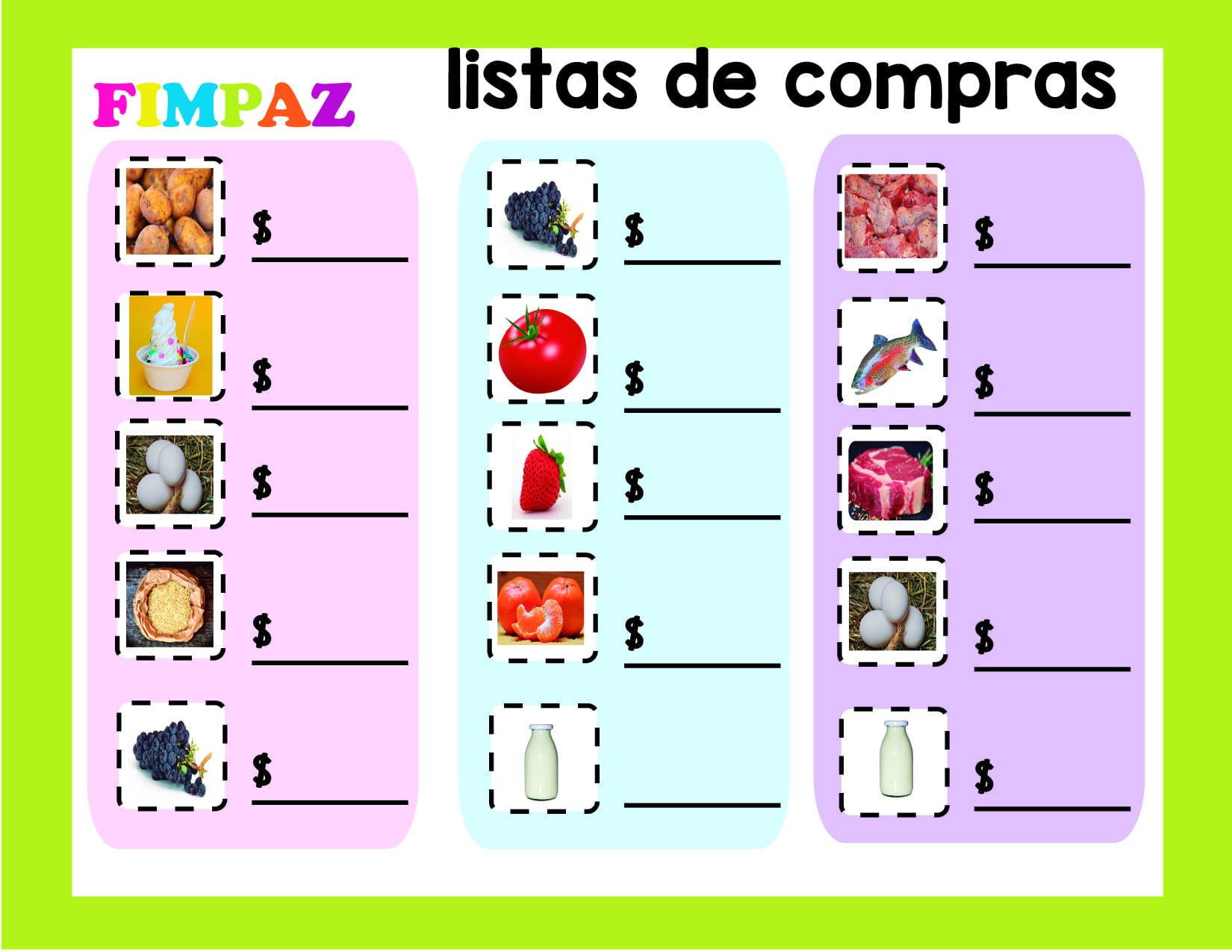 actividades de la tiendita para imprimir