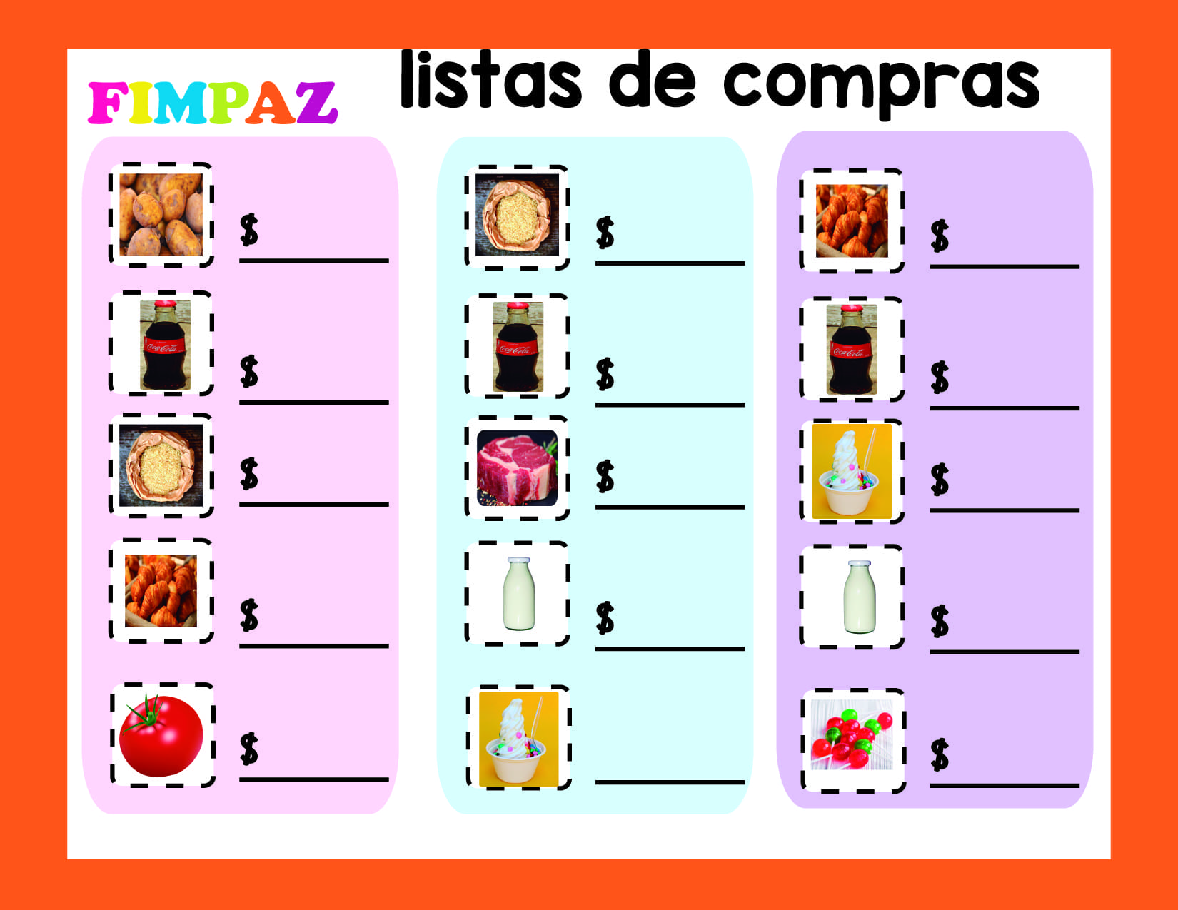 actividades de la tiendita para imprimir