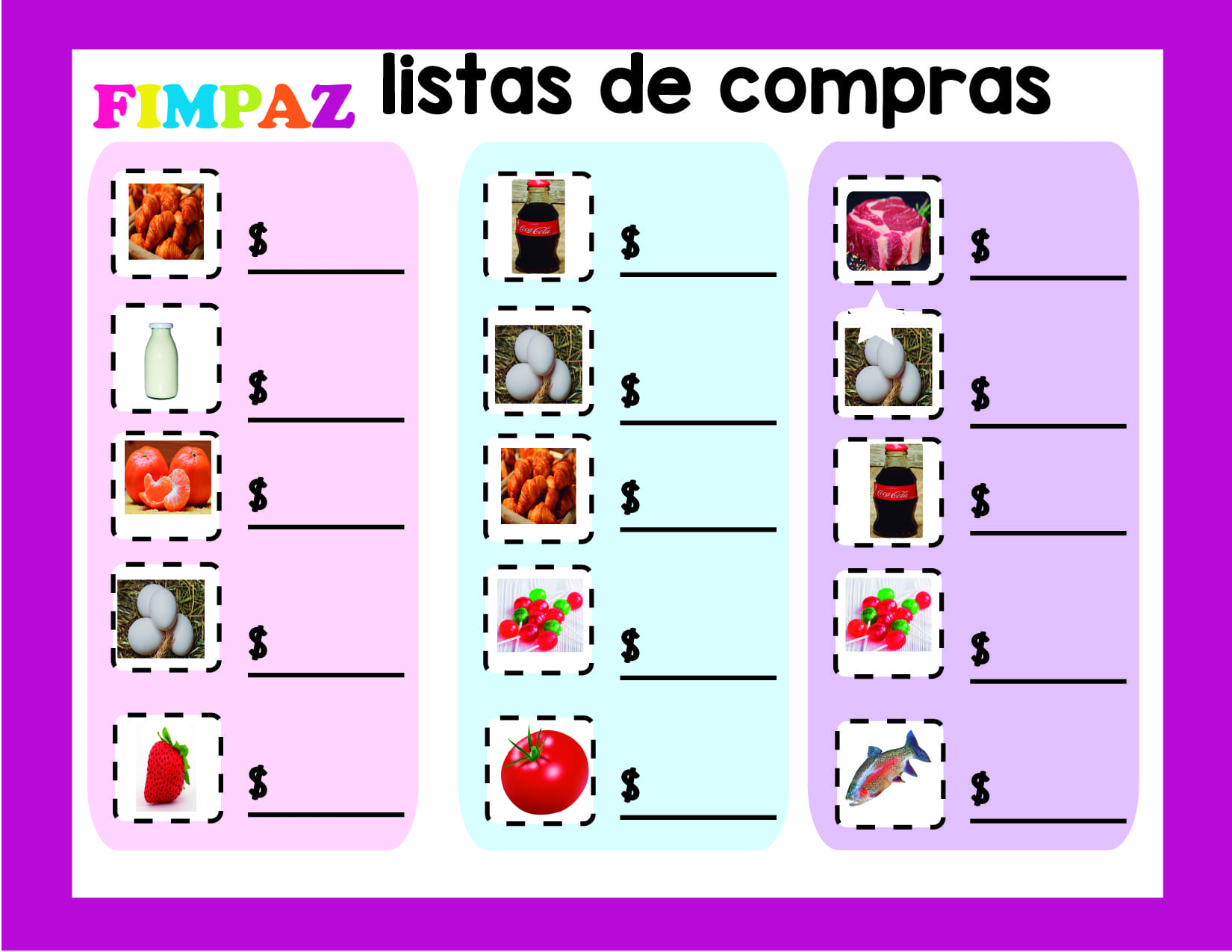 actividades de la tiendita para imprimir