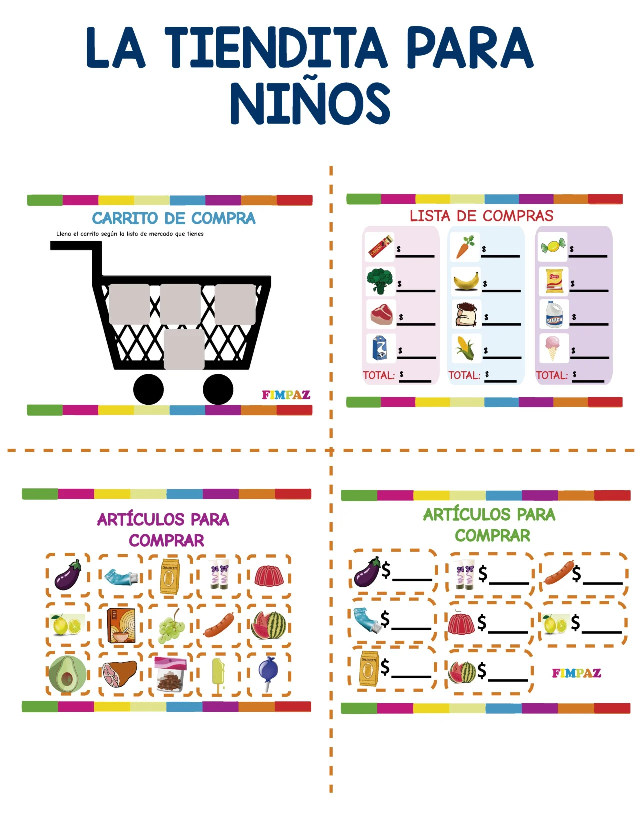 Juego de la tiendita para niños - material educativo imprimible