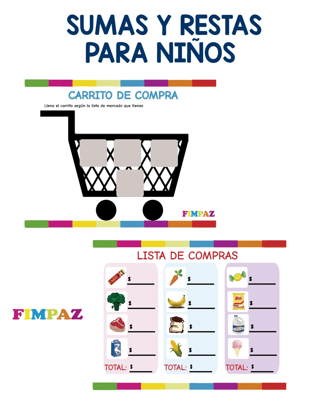 Juego de la tiendita para niños - material educativo imprimible