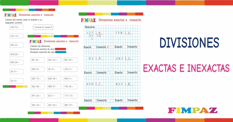 ejercicios de division exacta e inexacta para niños