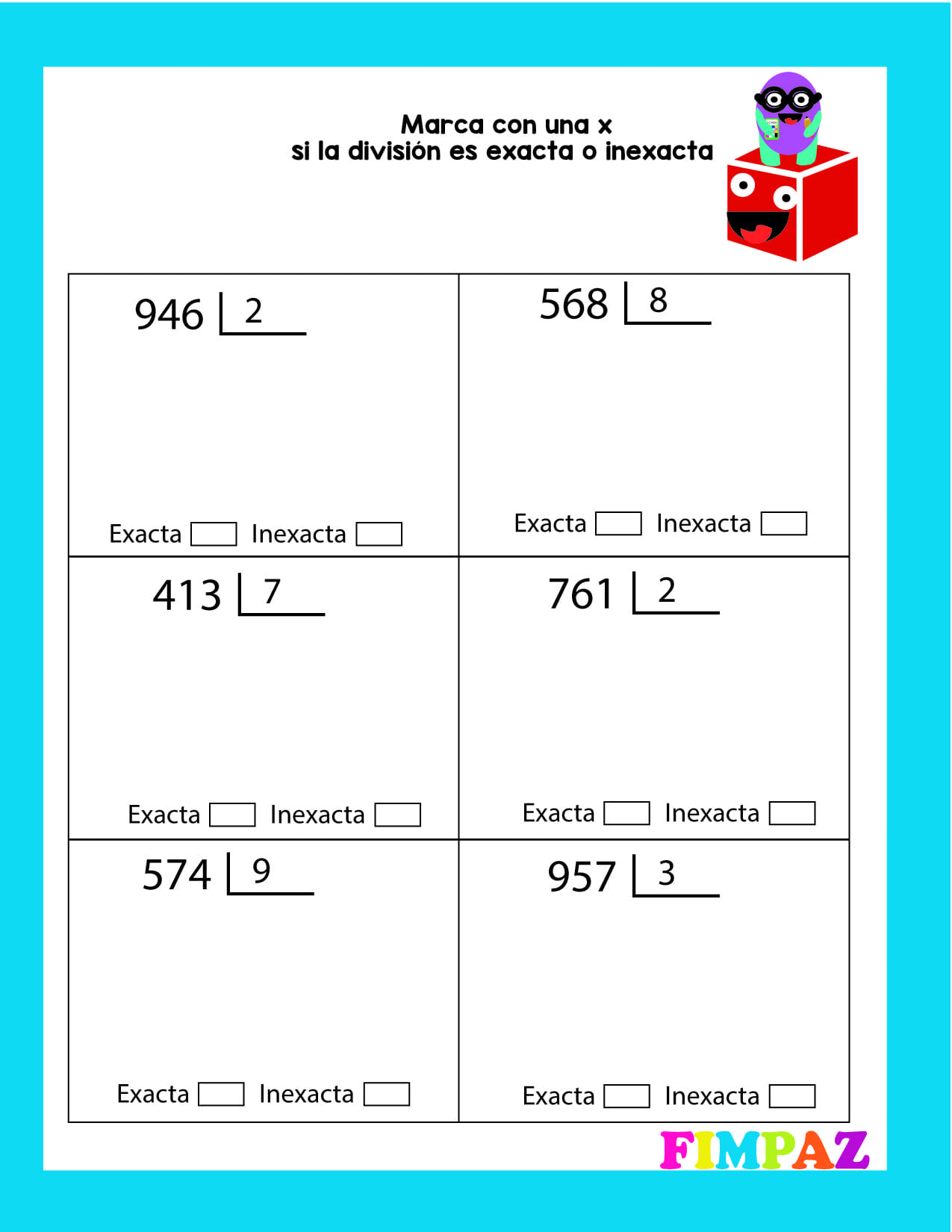 division exacta e inexacta para niños