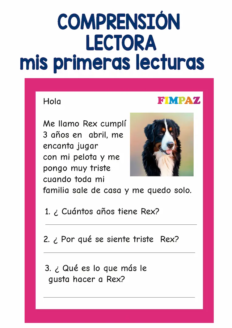 FICHAS IMPRIMIBLES PDF COMPRENSION LECTORA INICIAL