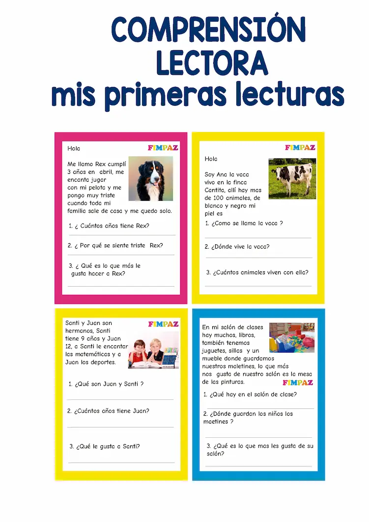 comprension lectora faciles para niños