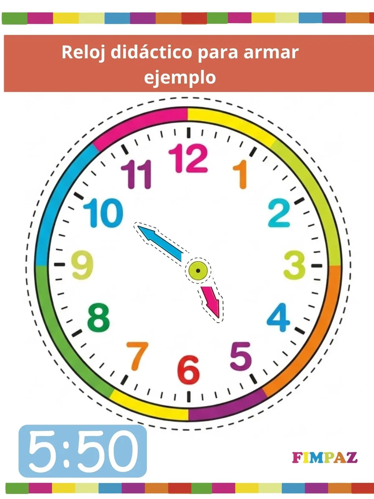 Reloj Didáctico para Armar e Imprimir Gratis en PDF