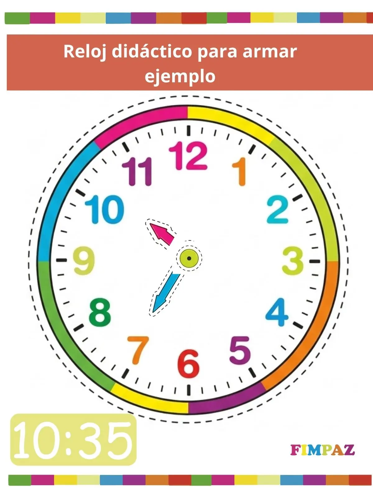 Reloj Didáctico para Armar e Imprimir Gratis en PDF