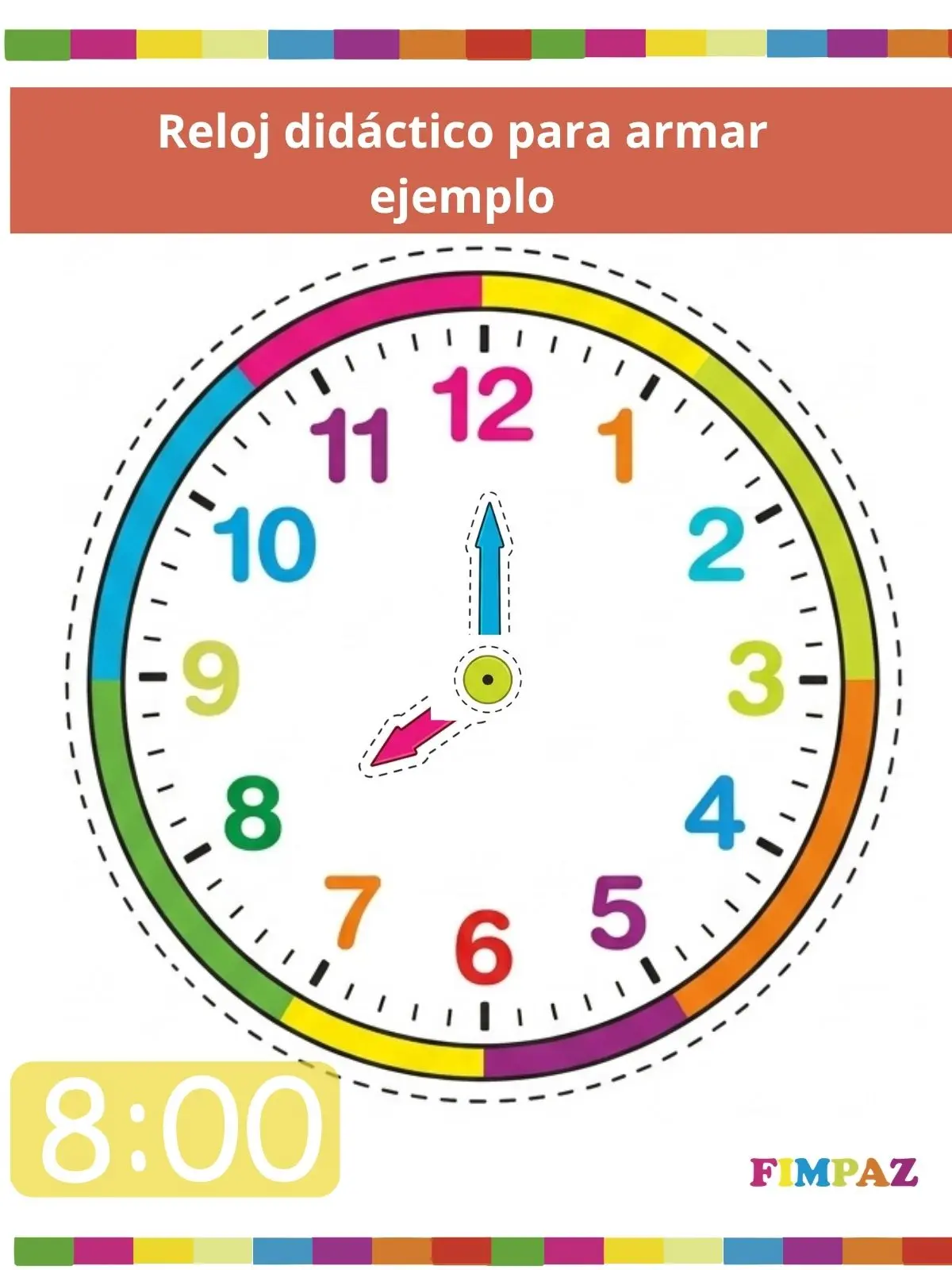 Reloj Didáctico para Armar e Imprimir Gratis en PDF