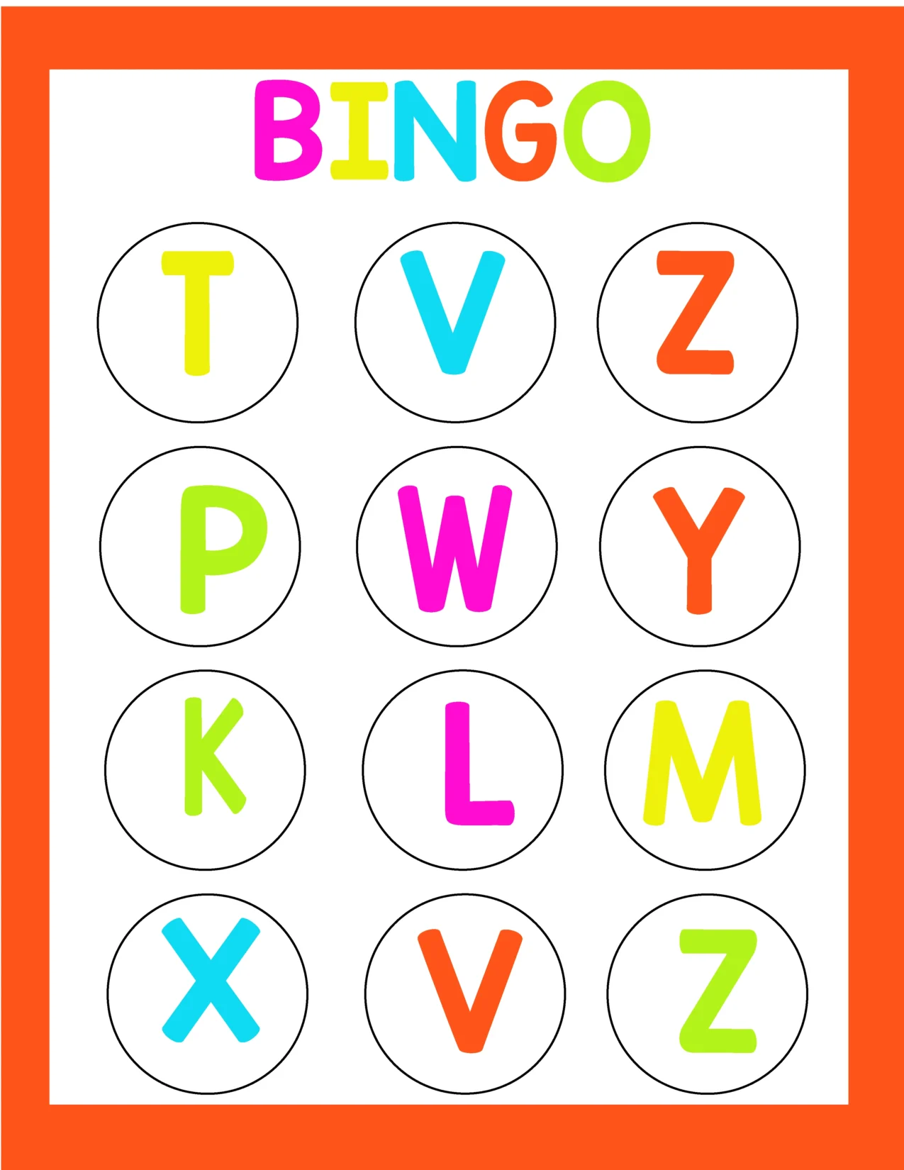 bingo de letras en mayuscula para imprimir eN PDF