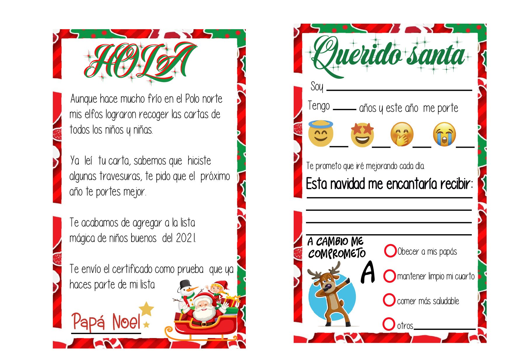 CARTA A SANTA PARA IMPRIMIR