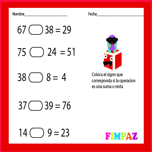 SUMAS Y RESTAS PARA NIÑOS