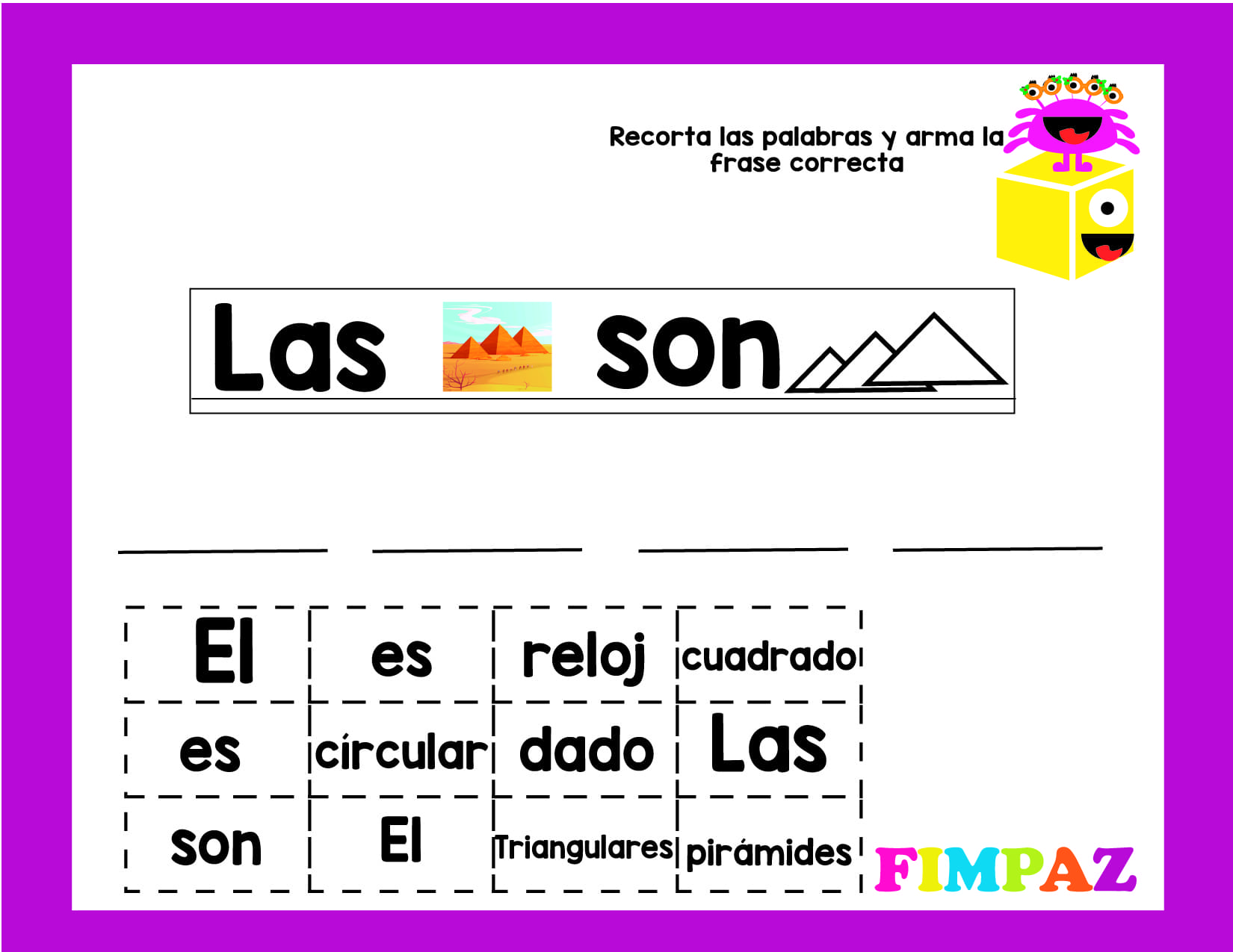 oraciones con pictogramas para niños