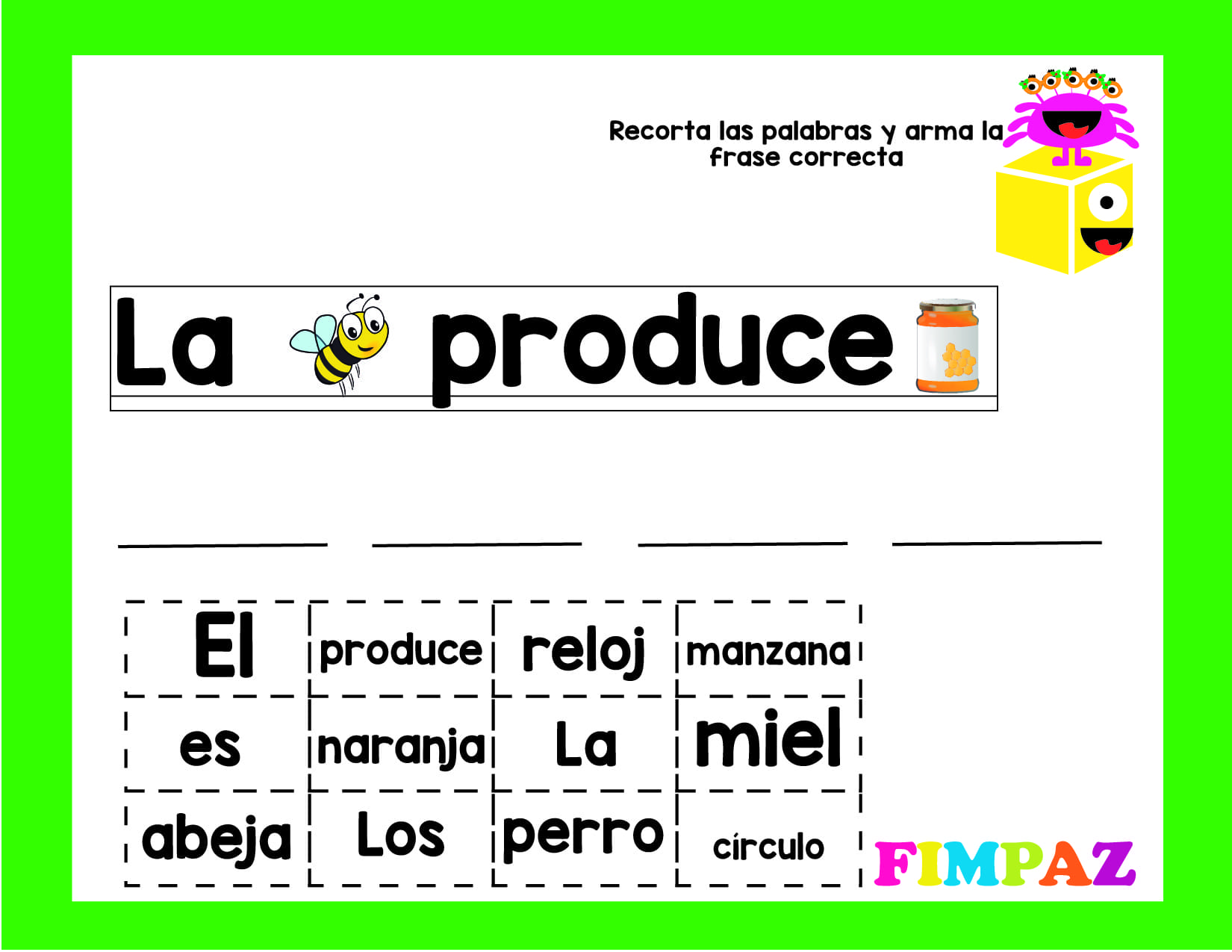 oraciones con pictogramas para niños