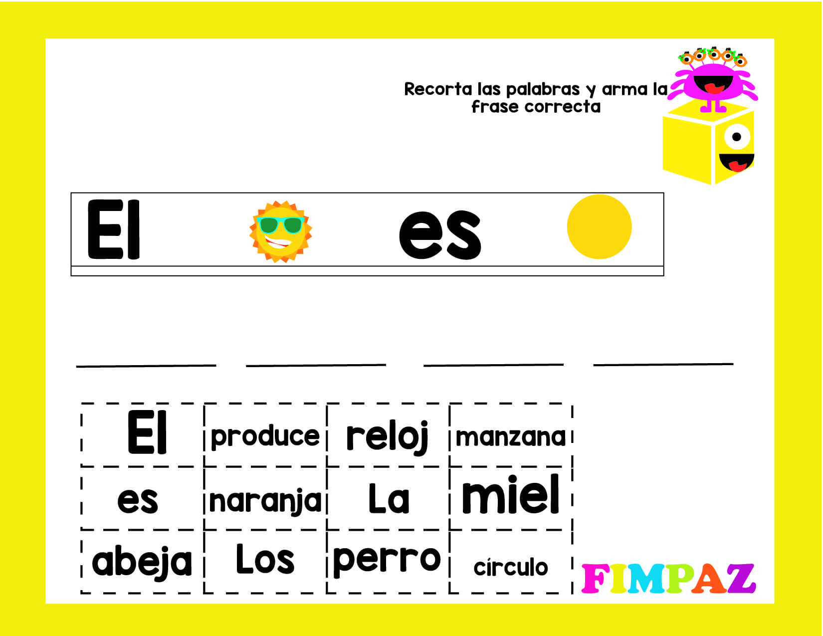 oraciones con pictogramas para niños