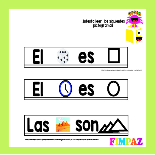 oraciones con pictogramas para imprimir