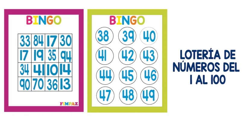 LOTERIA NUMEROS DEL 1 AL 100