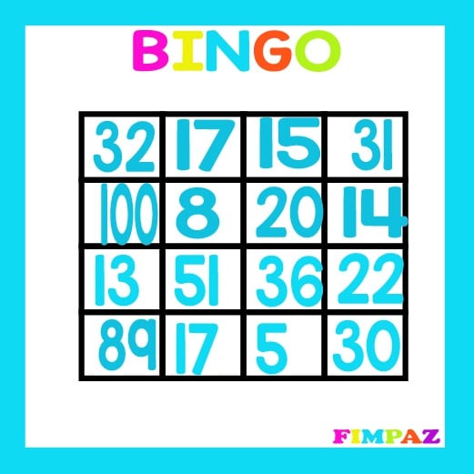 Lotería de números del 1 al 100 para imprimir PDF