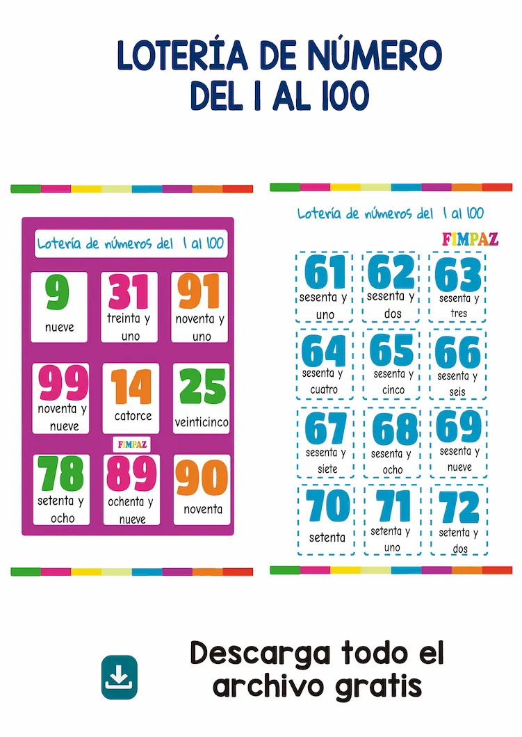 LOTERIAL DEL 1 AL 100 PDF PARA IMPRIMIR GRATIS