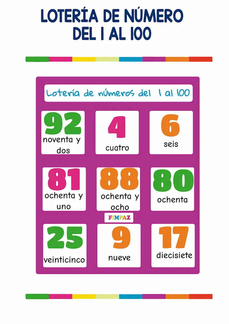 LOTERIAL DEL 1 AL 100 PDF PARA IMPRIMIR GRATIS