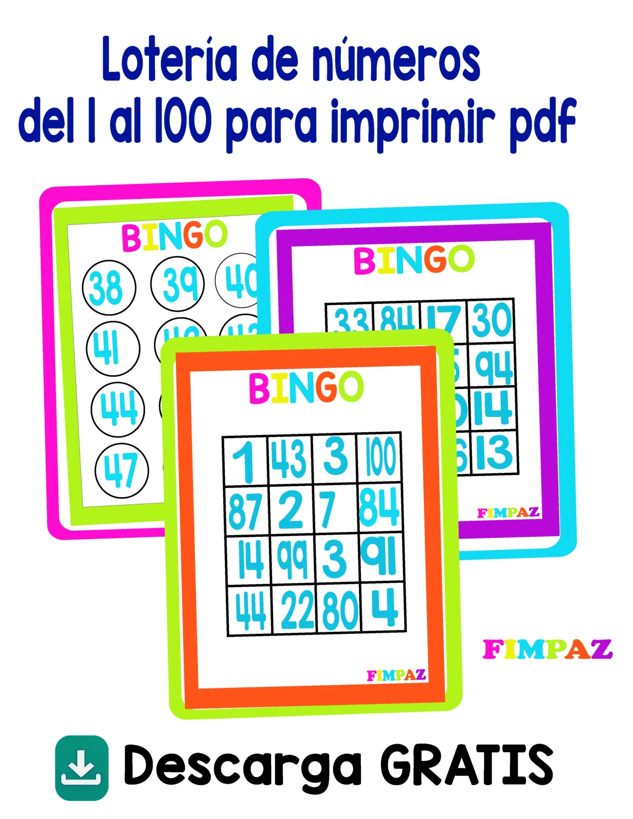 lotería de números del 1 al 100 para imprimir pdf