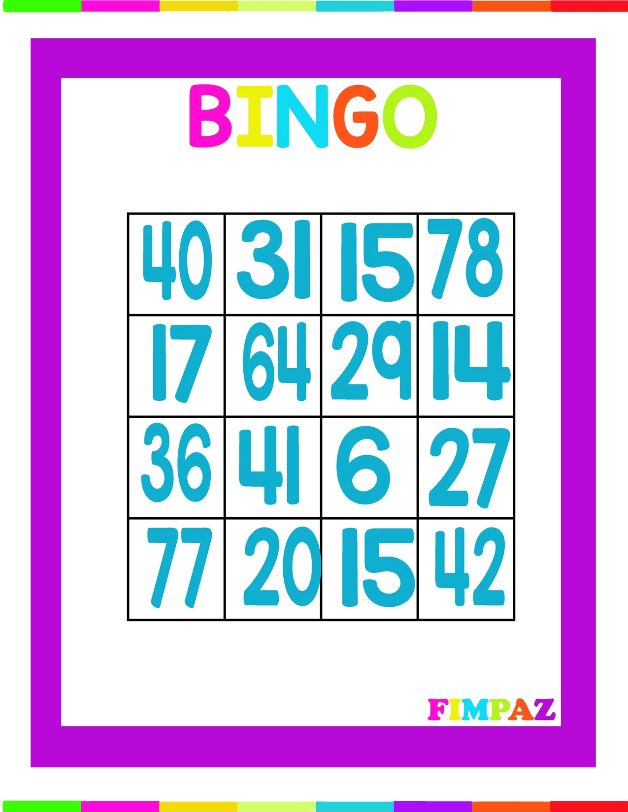 lotería de números del 1 al 100 para imprimir pdf