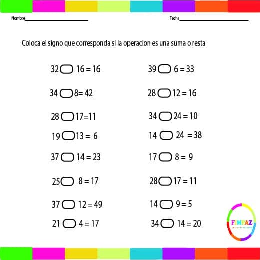 EJERCICIOS DE SUMAS Y RESTAS