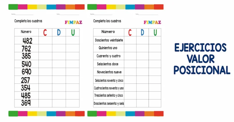 Valor Posicional: Ejercicios en PDF