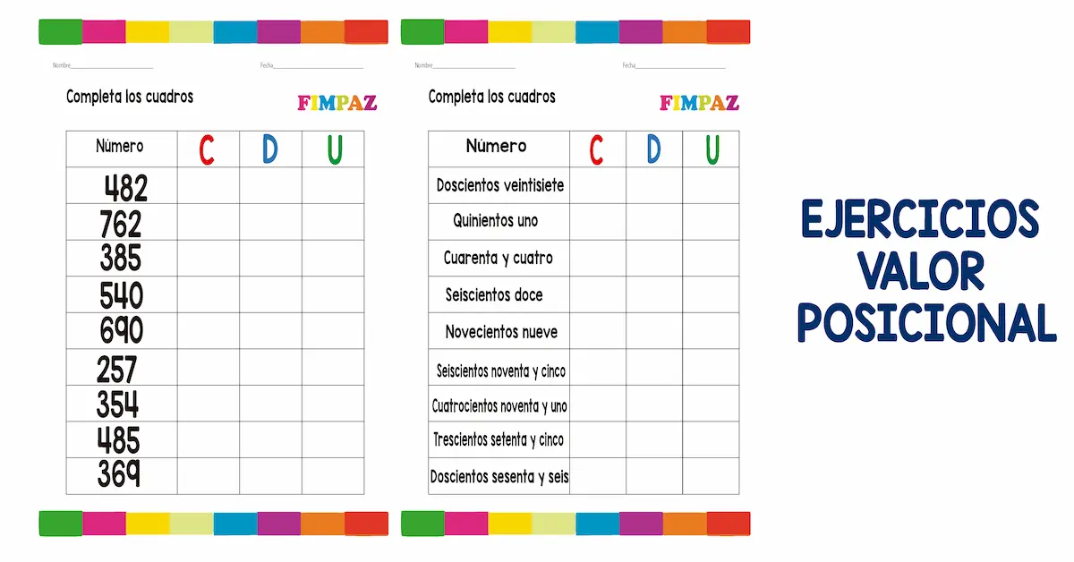 Valor Posicional: Ejercicios en PDF para potenciar el aprendizaje matemático