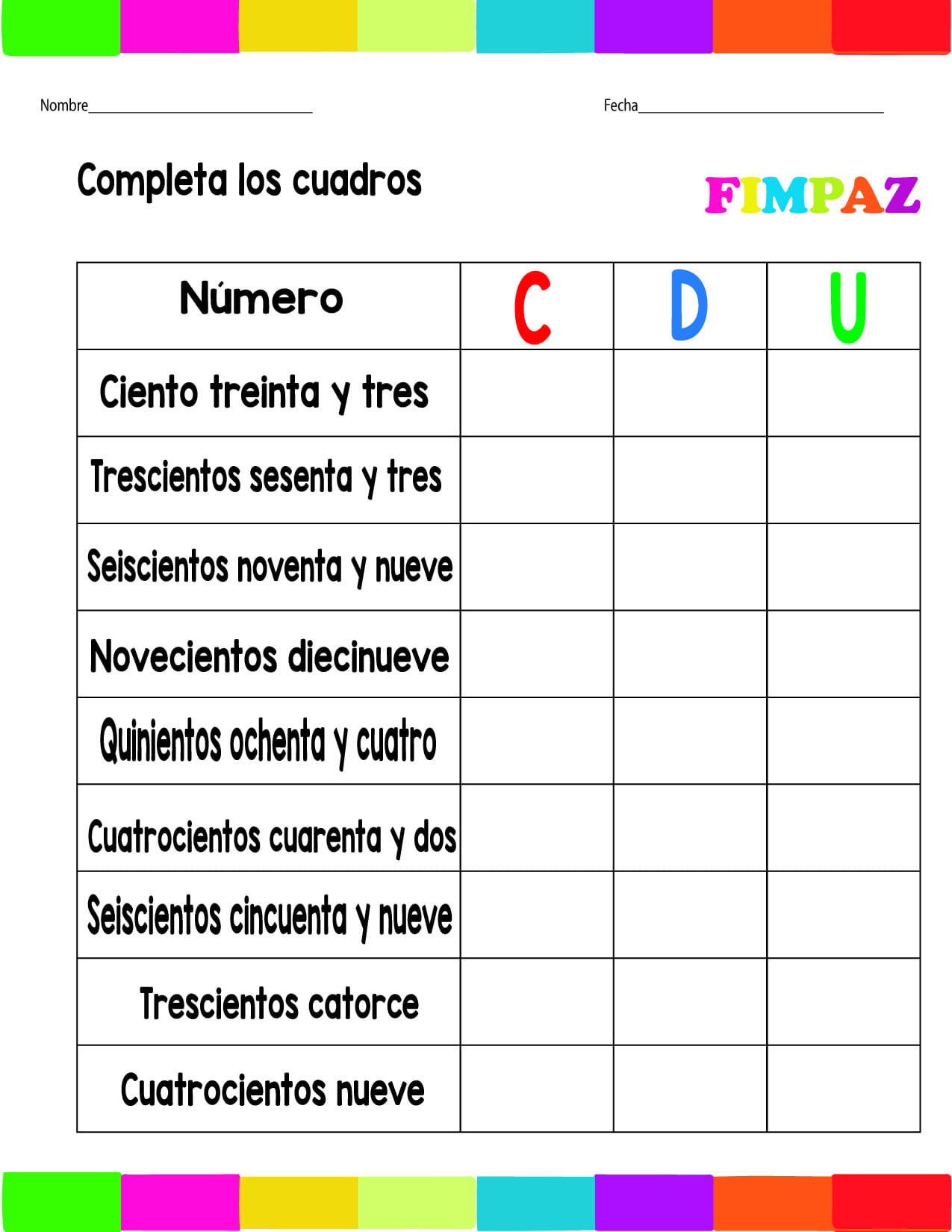 valor posicional para niños