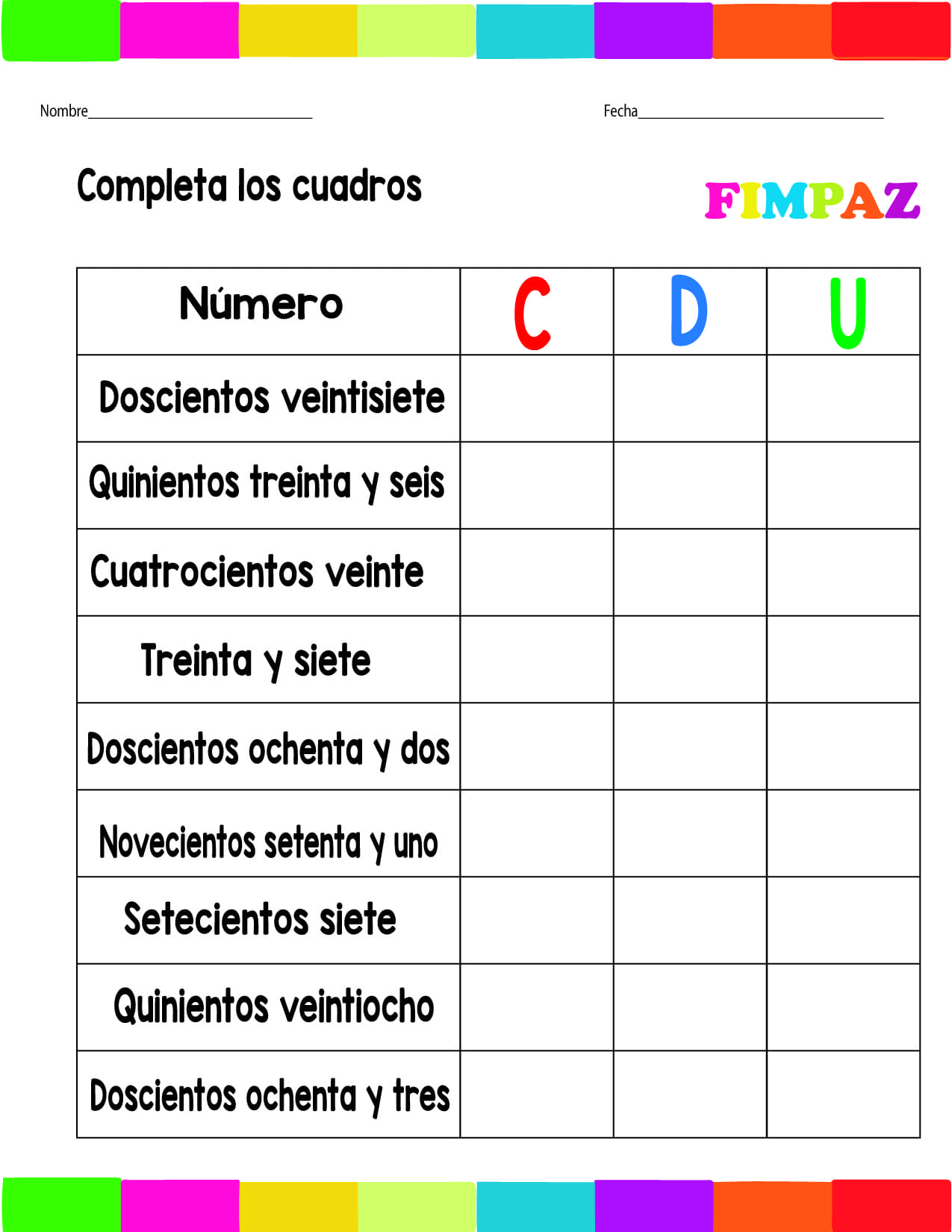 valor posicional para niños