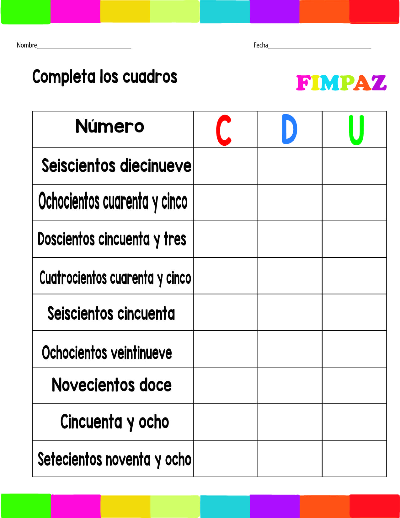 valor posicional para niños