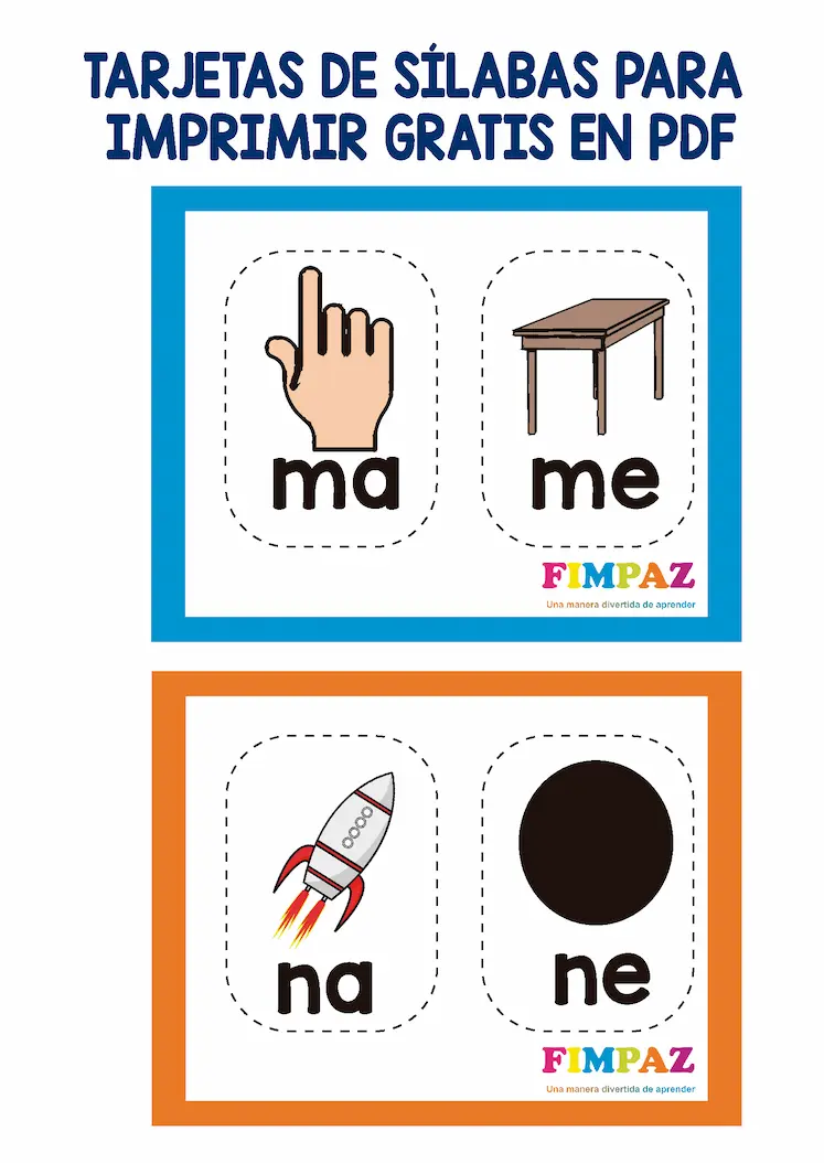 Tarjetas de silabas para imprimir y recortar