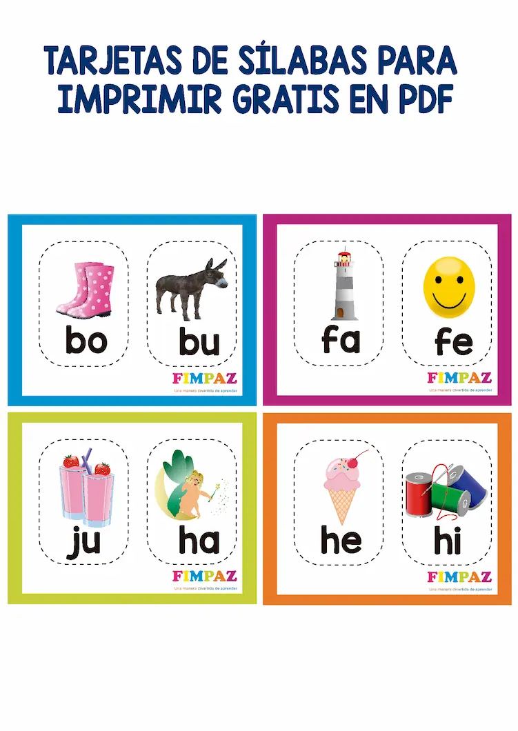 Tarjetas de sílabas para imprimir