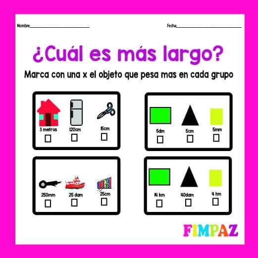 Ejercicios de medidas de longitud